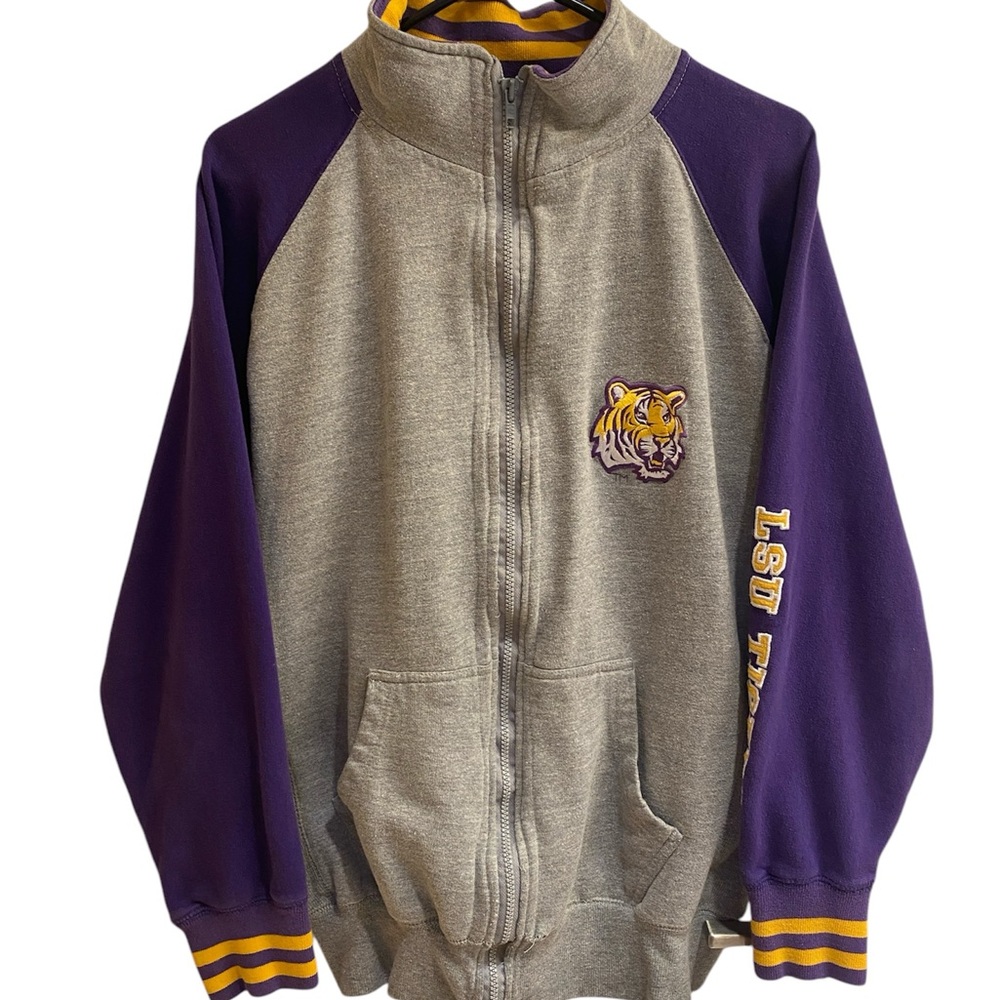 Men's Louisiana State University LSU Tigers Gray Sweatshirt Jacket Coat Large?